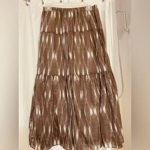 Talbots Ankle Length All Cotton Skirt.  Elastic Waist, tiers.  Petite Small.  EC